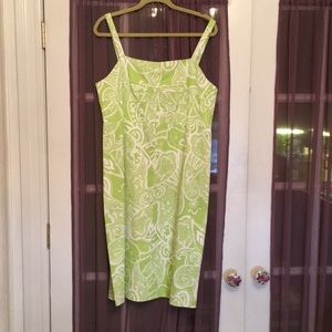 Green and White Sheath Dress